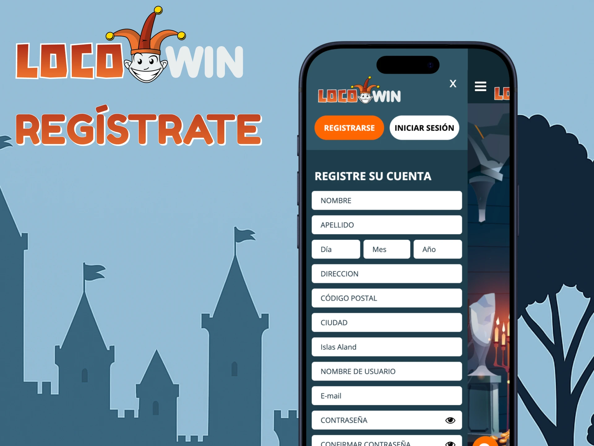 Näyttökuva Locowin-sovelluksen rekisteröintilomakkeesta