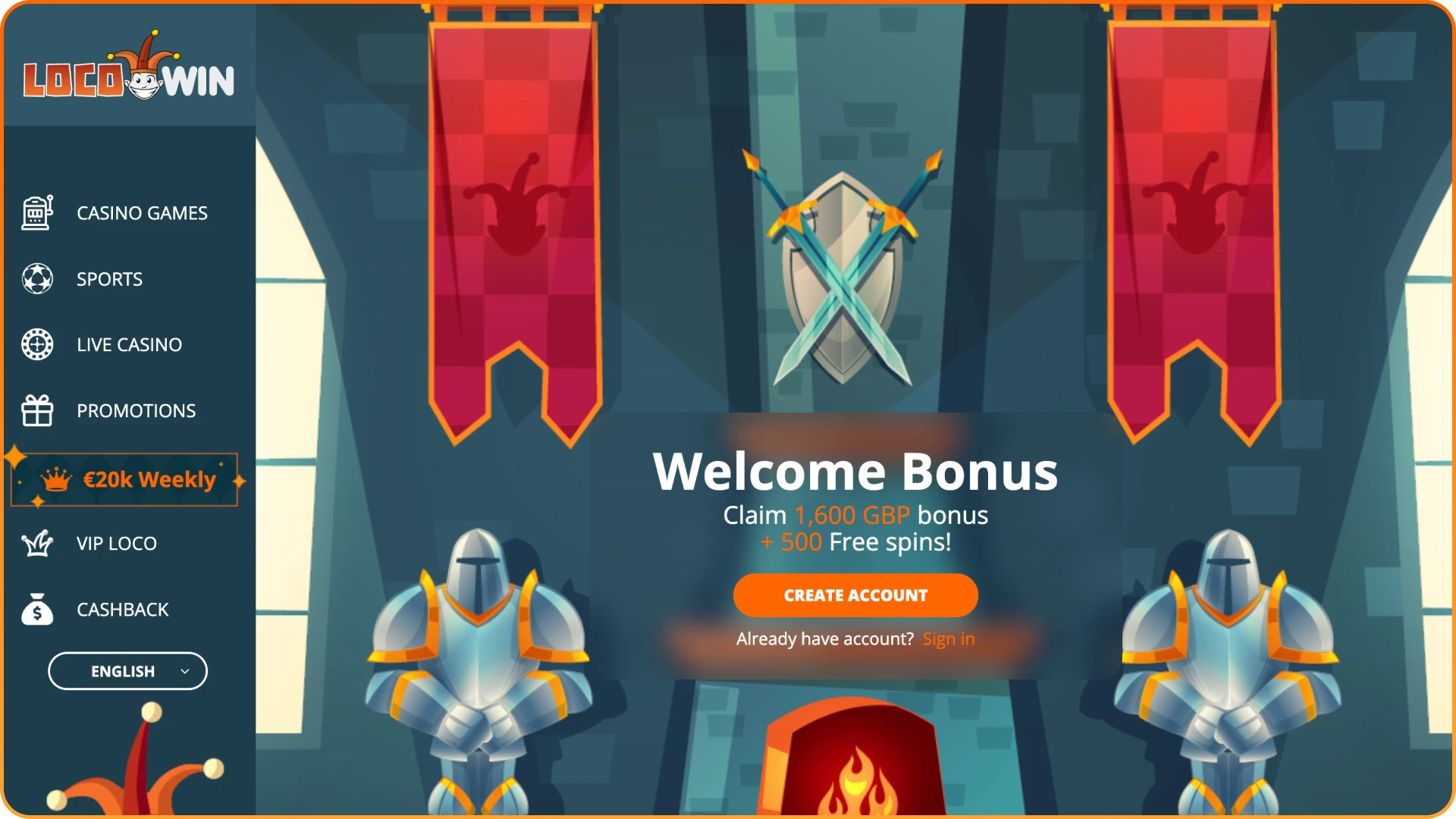 Explore the main home interface of Locowin app.