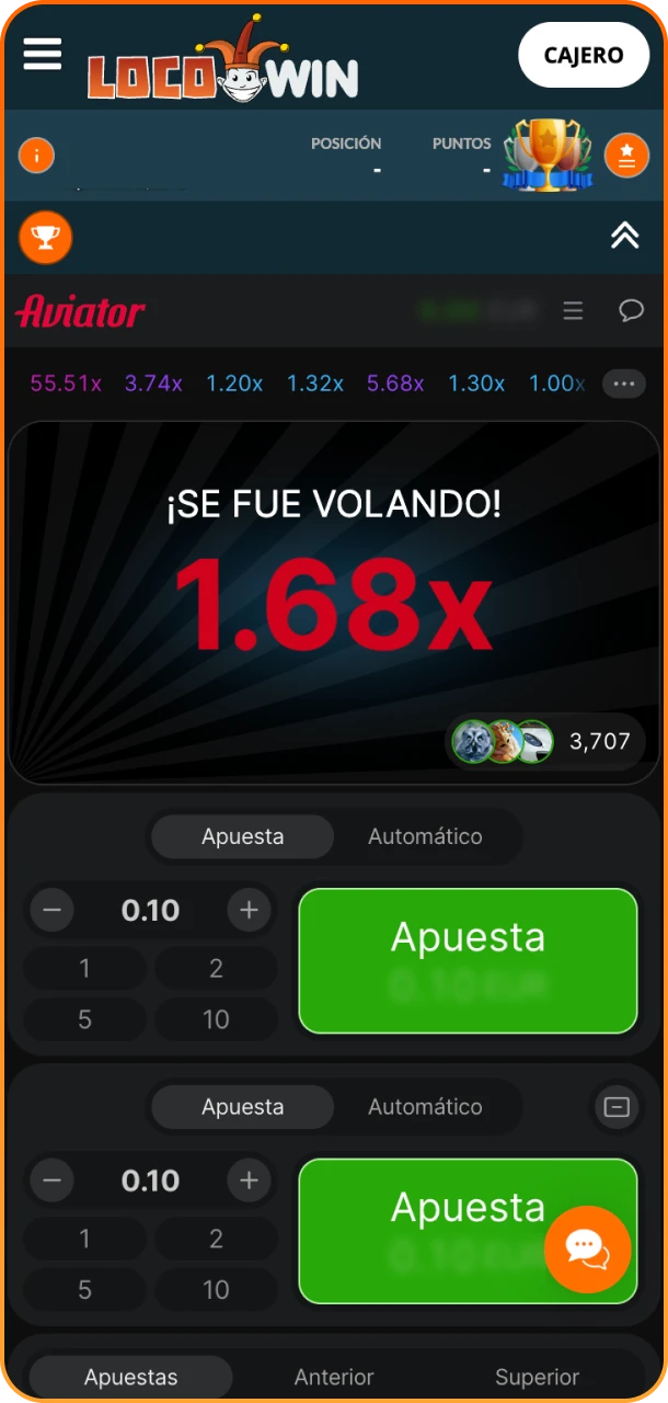 Steig ein ins Aviator Spiel bei Locowin.