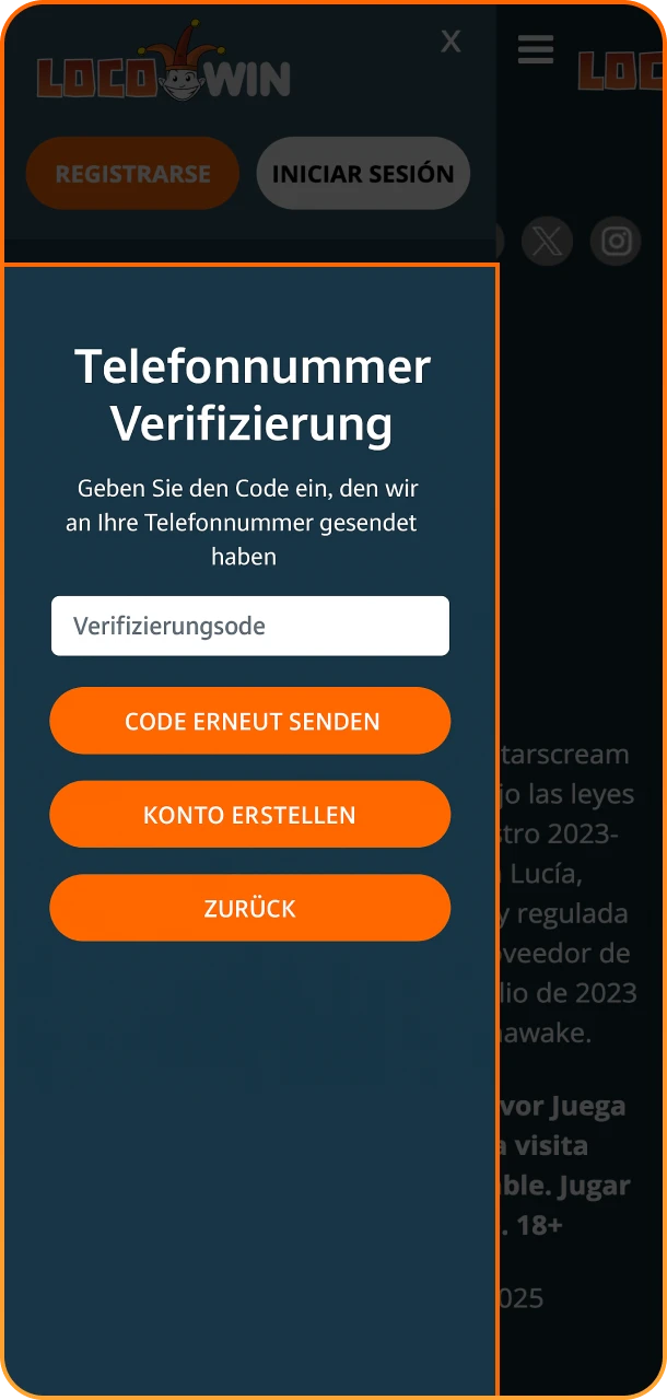 Registrierung und Verifizierung bei Locowin